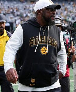 NFL ビルズ スティーブ・ジョンソン リミテッドジャージ【52/2XL】 Coach Mike Tomlin Pittsburgh Steelers Black Sideline Sleeveless Hoodie