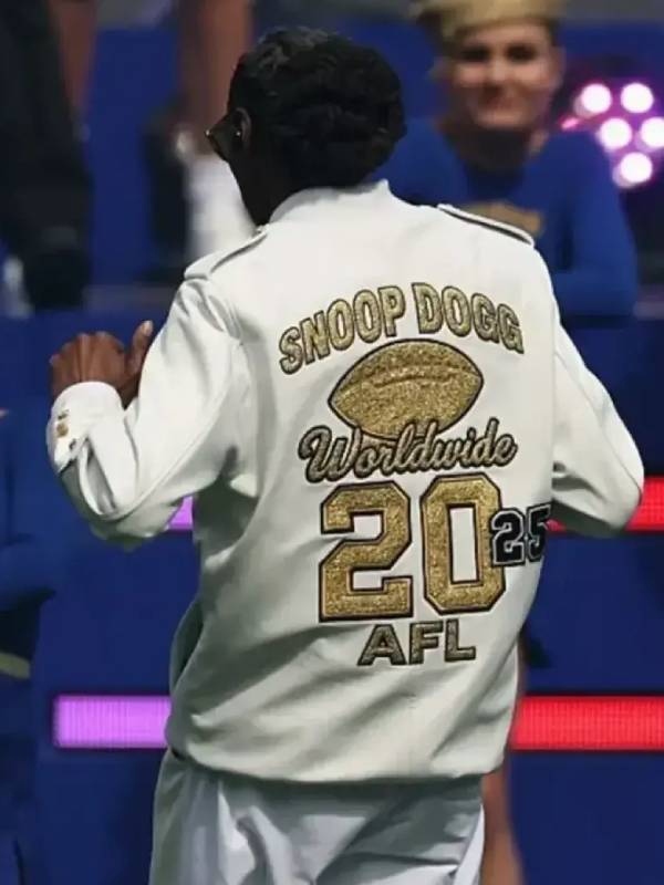 2025 AFL Grand Final Snoop Dogg White Jacket | Braided Epaulets Jacket