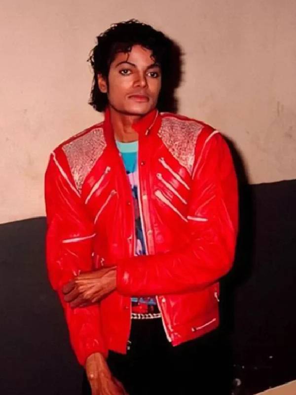 Michael 2026 Jaafar Jackson Red Leather Jacket | 80s Beat it MJ Jacket